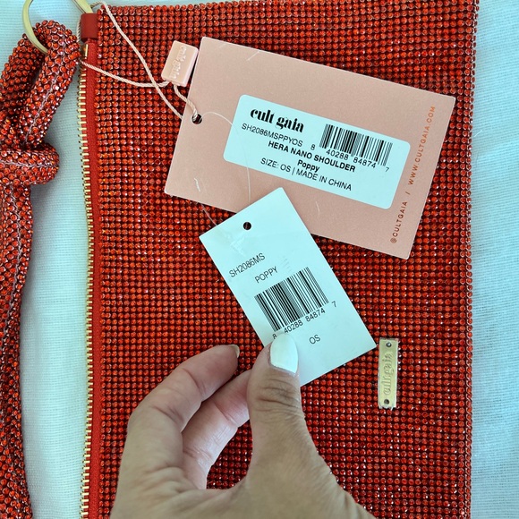 Cult Gaia Hera Nano Knotted Embellished Shoulder Bag color Poppy - Picture 6 of 6